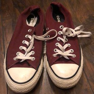 Burgundy flip tongue converse